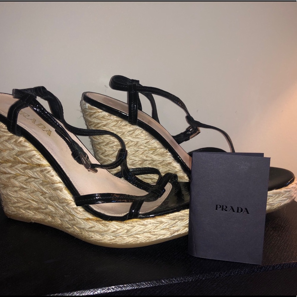 Prada Wedges with Black Straps
